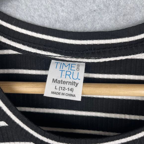 L4014 Time and Tru Maternity Ruching Striped Dress Size Large (12-14) - Picture 5 of 7